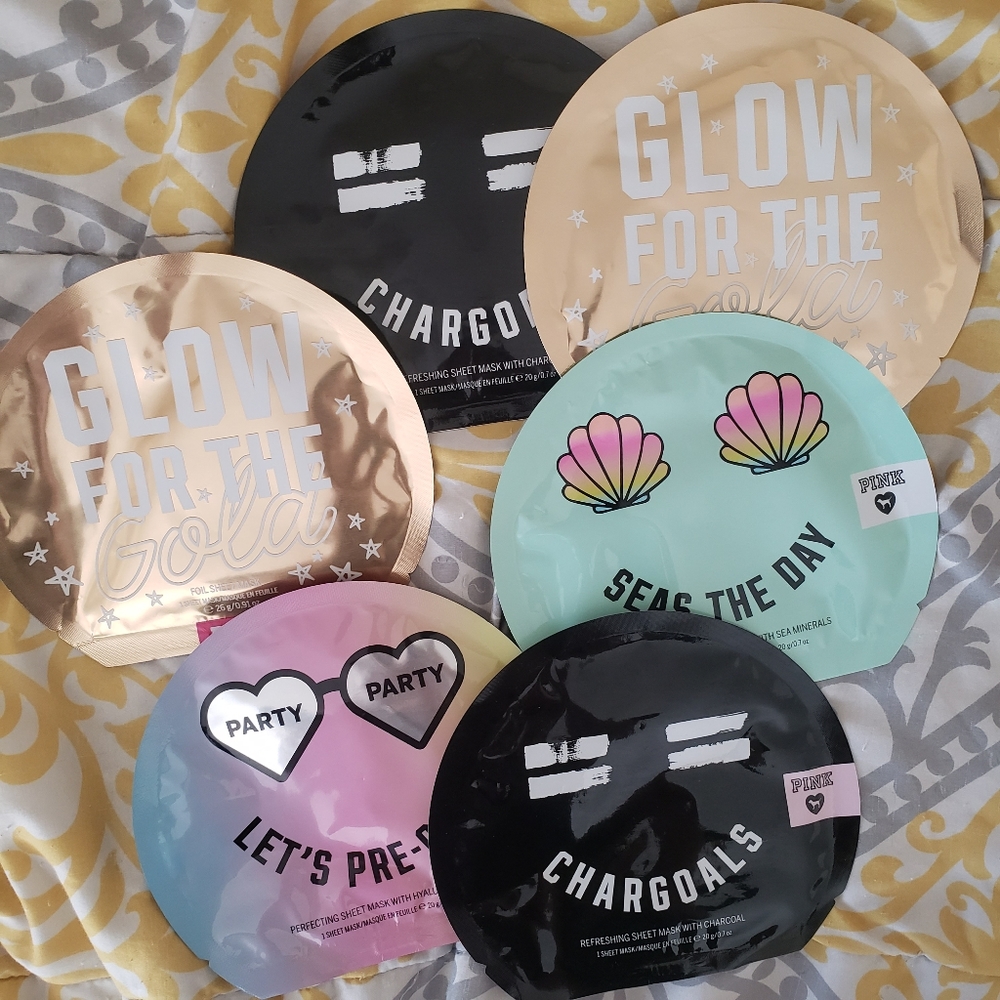 Six PINK Facial Sheet Masks
